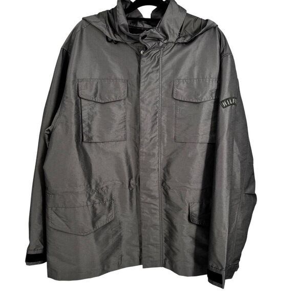 Tommy Hilfiger Vintage Packable Hood Weatherproof Men's Parka Jacket Gray Sz XL